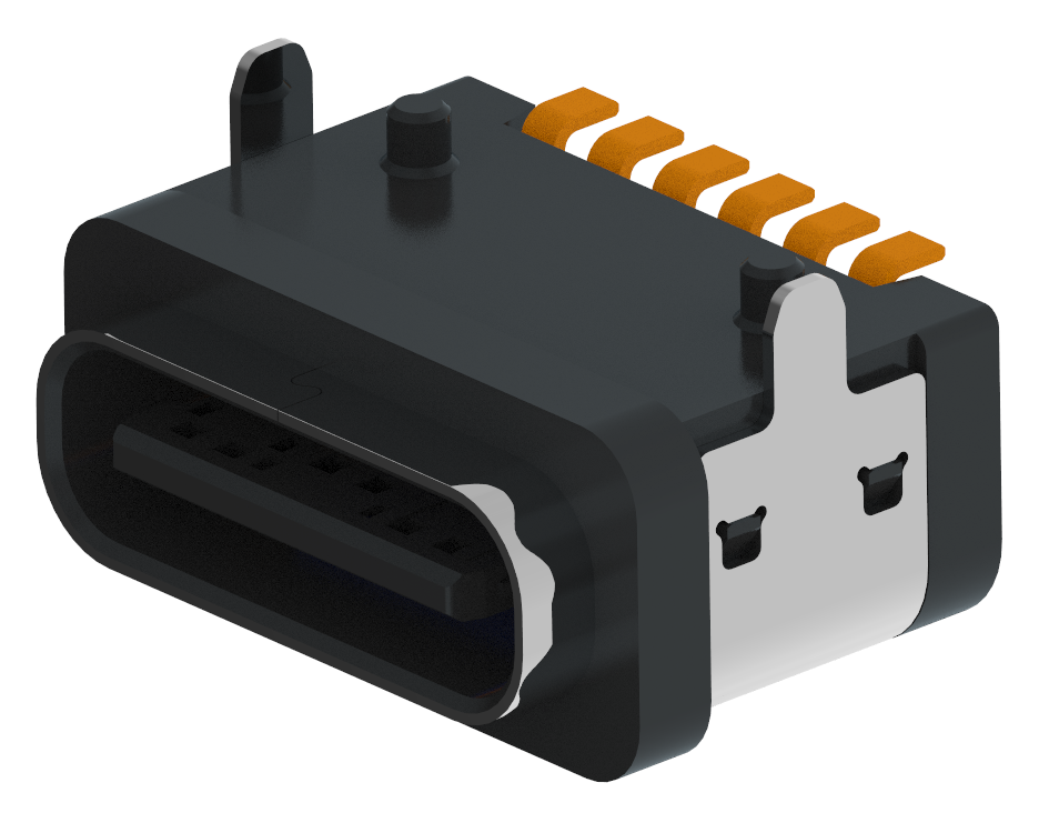 XB-ATCF-06-005-X TYPE C 6P 板上防水母座L=7.5mm(B款)外壳2脚插板